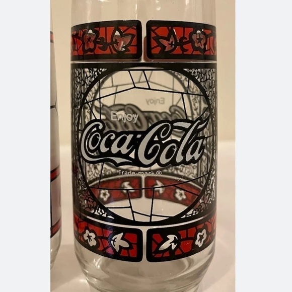 RARE-1 Vintage Coca-~Cola Glass Tiffany Style Stained, PRICE IS FOR ONE GLASS - Picture 5 of 17